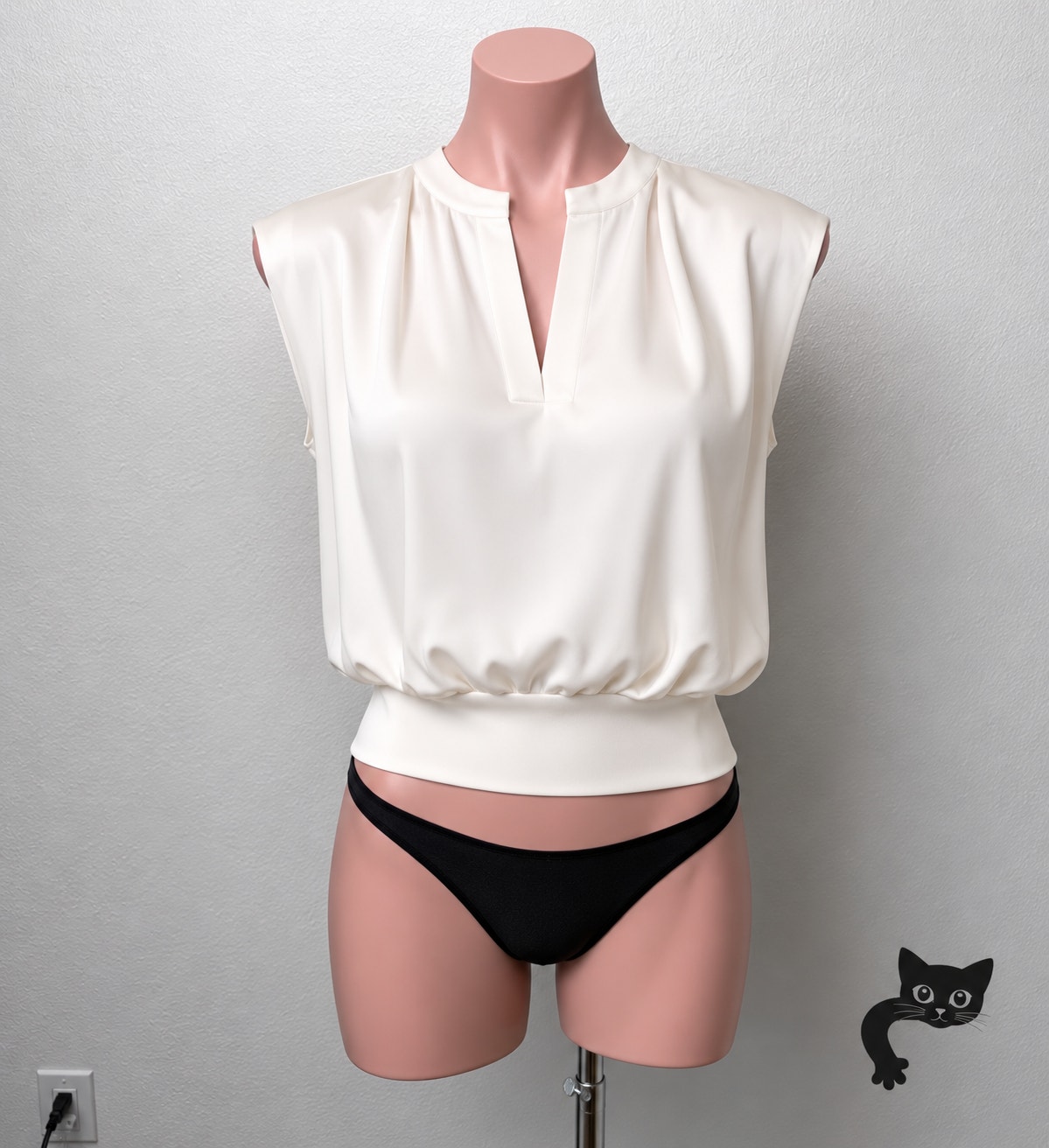 Phillip Lim Ivory Sleeveless Front V Draped Shoulder Ribbed Hem Vest Xs
